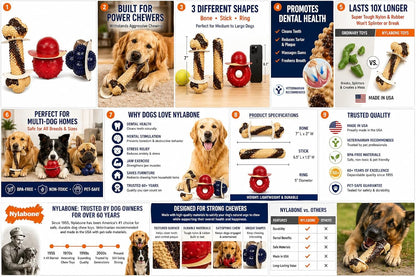 Tough Dog Chew Variety Pack, 3 Count | Long-Lasting Nylon Satisfies Aggressive Chewers, Promotes Dental Health, Reduces Destructive Behavior,Vet-Recommended