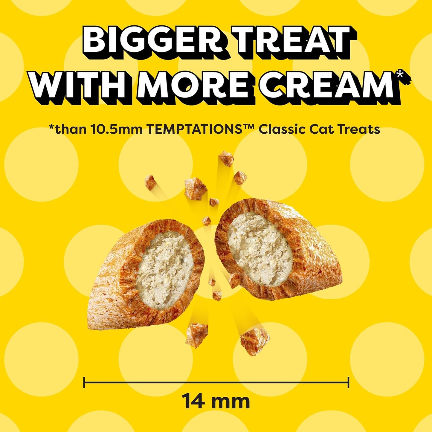 Jumbo Stuff Crunchy & Soft Cat Treats, Chicken, 14 Oz | 100% Complete & Balanced for Adult Cats, under 2 Calories per Treat, Bigger than Classic, Resealable Stay-Fresh Tub
