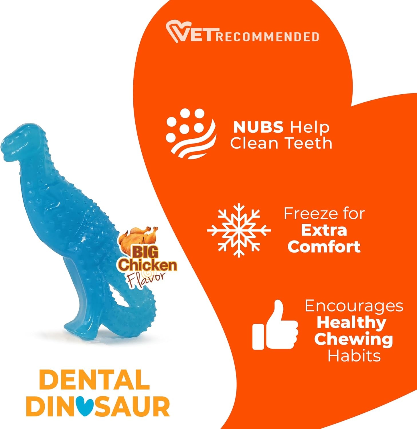Puppy Chew Dental Dinosaur Dog Chew Toy, Chicken Flavor, Small | Soothing Teething Toys for Puppies, Puppy Enrichment & Teething Relief, Freeze for Added Comfort, up to 25 Lbs