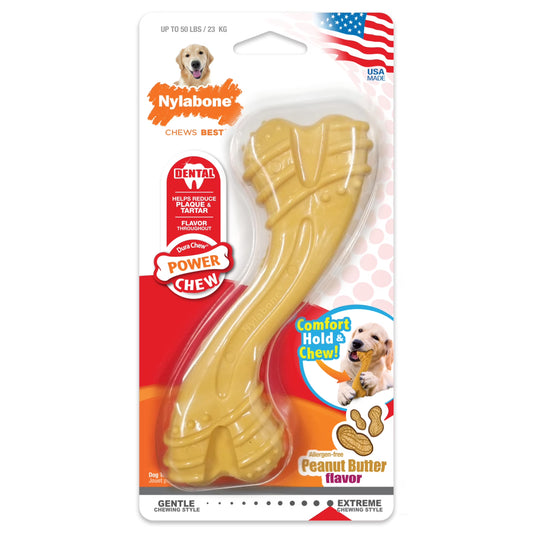 Power Chew Curvy Dental Bone Dog Chew Toy Peanut Butter Large (1 Count)