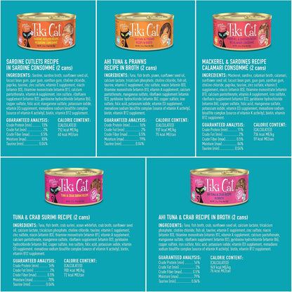 Tiki Cat Seafood Selects Variety Pack, High Protein with Real Flaked Fish, Wet Cat Food Mega Pack for Adult Cats, 2.8Oz. Can (24 Count)