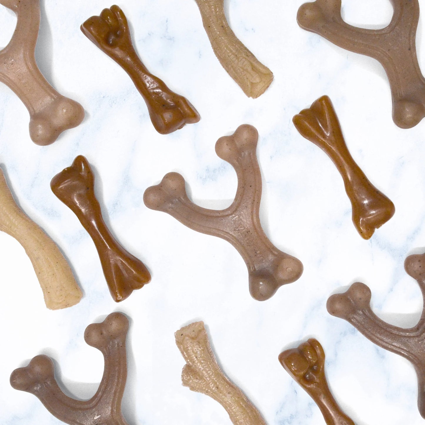 Strong Chew Gourmet Style Wishbone & Femur Bone Dog Toy, Dog Chew Toy, Peanut Butter & Bacon Flavor, Small, 2 Pack