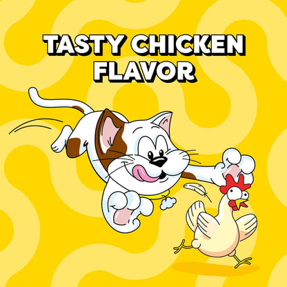 Jumbo Stuff Crunchy & Soft Cat Treats, Chicken, 14 Oz | 100% Complete & Balanced for Adult Cats, under 2 Calories per Treat, Bigger than Classic, Resealable Stay-Fresh Tub