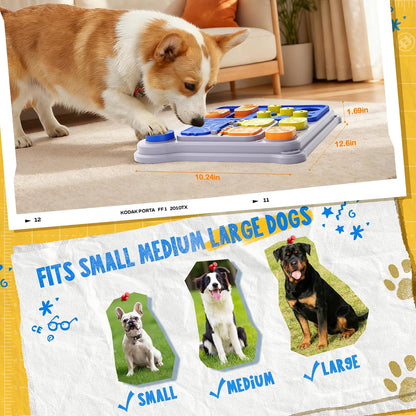 Dog Puzzle Toy Enrichment Toys, Interactive Dog Toys for IQ Training & Mental Stimulation, ABS Easy Clean Detachable Tray Non-Slip Base, Treat Slow Feeder for Smart Dogs, Blue
