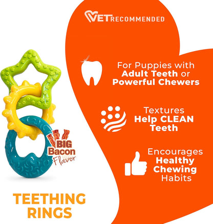 Puppy Power Chew Teething Rings Dog Chew Toy, Bacon Flavor, Small | for Powerful Chewing Styles, Durable Puppy Toys to Keep Them Busy, Puppy Enrichment, for Dogs up to 25 Lbs