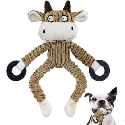 Juguete de Peluche con Chillido para Cachorros | Mono, Vaca u Osito