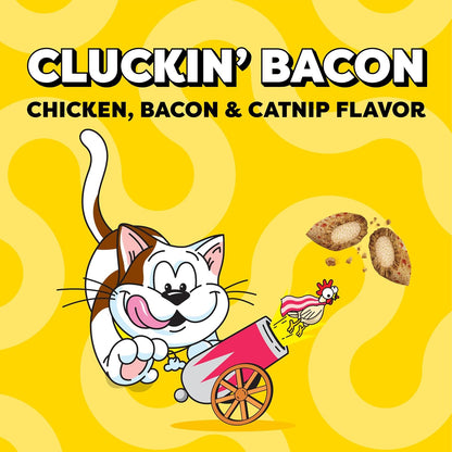 Wacky Blasts Cat Treats, Cluckin' Bacon Flavor, 3 Oz, 12 Pack | Chicken, Bacon & Catnip Flavor Bits, Crunchy Outside, Soft Inside, under 2 Cal, 100% Complete & Balanced, Resealable Pouch