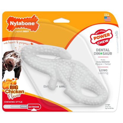 Power Chew Dental Dinosaur Dog Toy, Dog Chew Toy, Chicken Flavor, Large, 1 Count