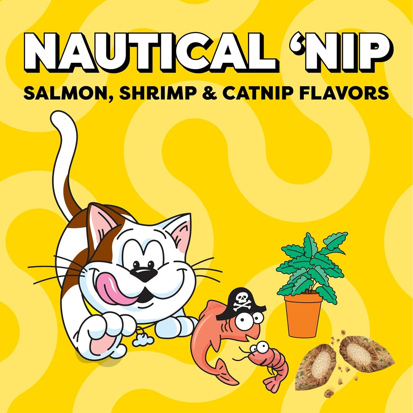 Wacky Blasts Cat Treats, Nautical 'Nip Flavor, 6.3 Oz, 10 Pack | Salmon, Shrimp & Catnip Flavor Bits, Crunchy Outside/Soft Inside, under 2 Cal per Treat, 100% Complete Nutrition, Resealable