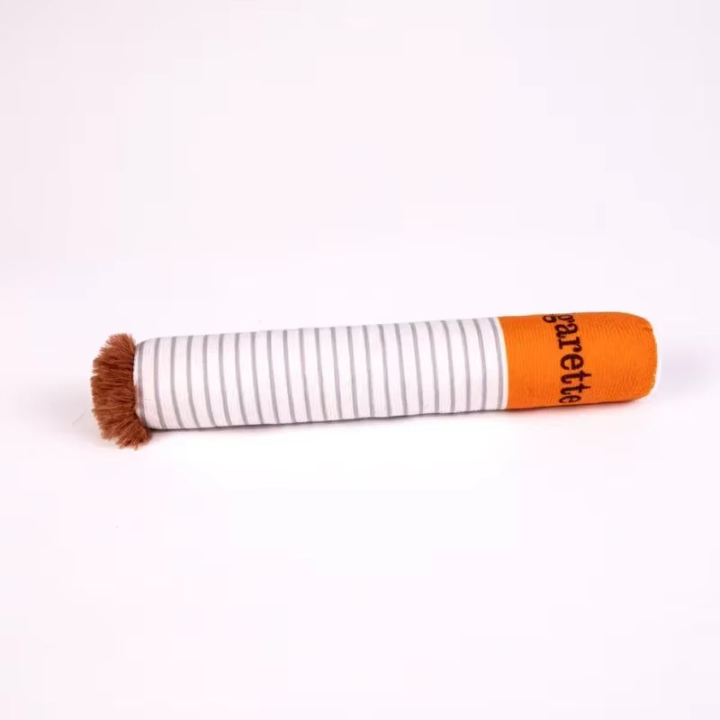 Creative Cigarette Interactive Fun Plush Chewable Cigarette Case Good Gift Grinding Teeth Squeak Dog Accessories for Dogs Toys