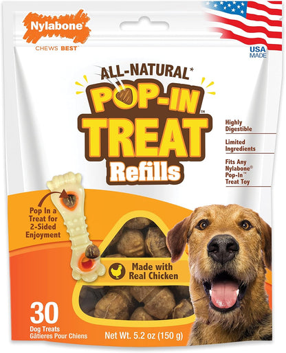 Pop-In Treat Toy Chicken Dog Treat Refills, 30 Count | Made with Real Chicken, Fits Any  Pop-In Treat Toy, All-Natural Dog Treats, Highly Digestible, Limited Ingredients
