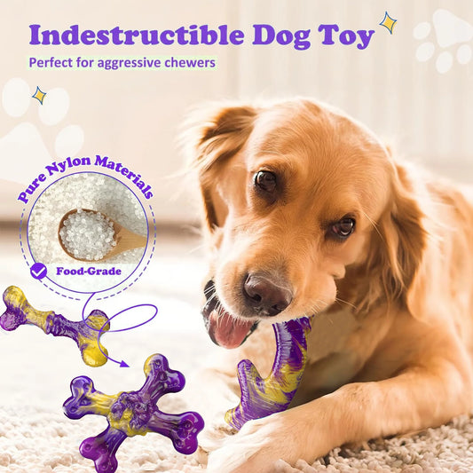 Tough Dog Toys for Aggressive Chewers 3 Pack, Indestructible Dog Toy for Large Dogs, Bacon Flavored, Keeps Dogs Busy