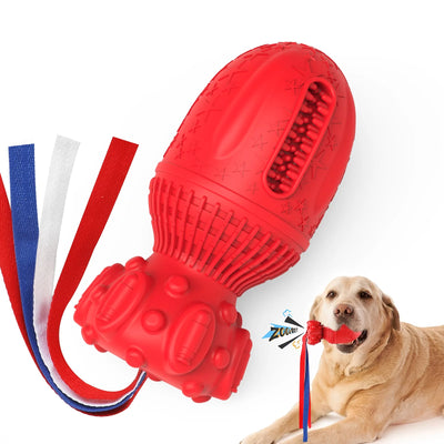Juguete Chirriante Interactivo de Goma Natural para Perros de Mordida Fuerte – Sabor Res